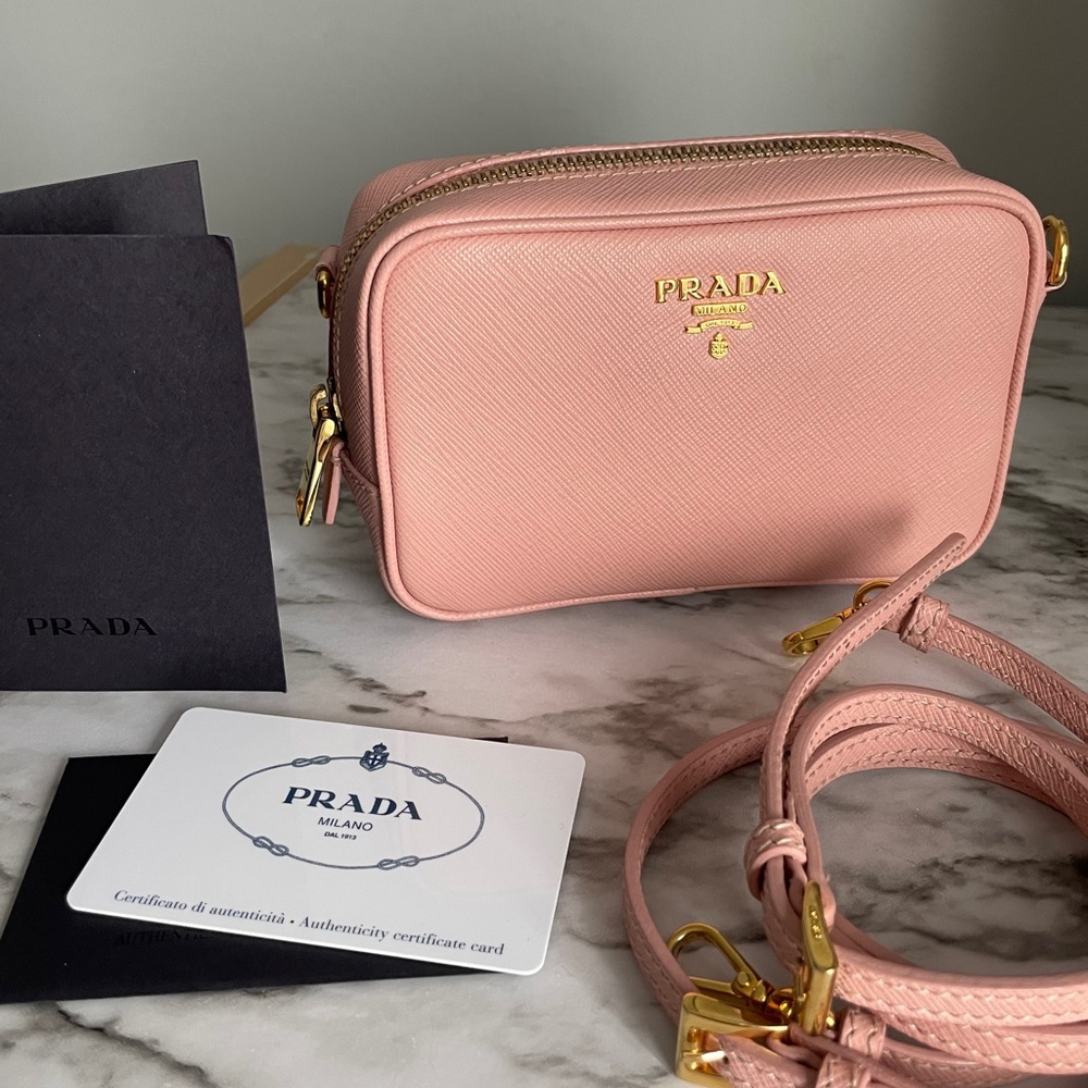 PINK PRADA MINI CAMERA BAG